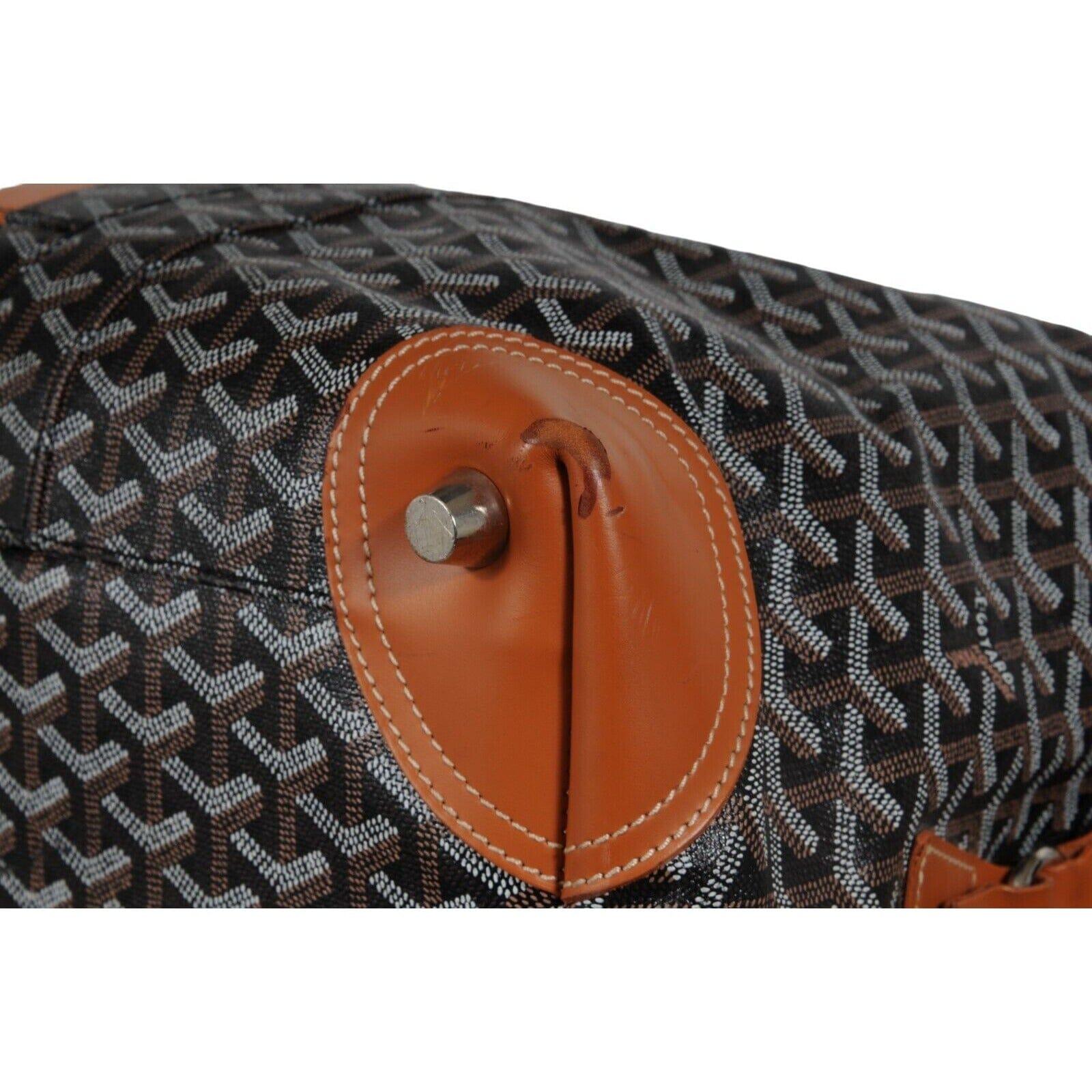 Goyard Boeing 45 Schwarz Braun Leder Duffle Travel Carry On Urlaub Wochenendtasche im Angebot 13