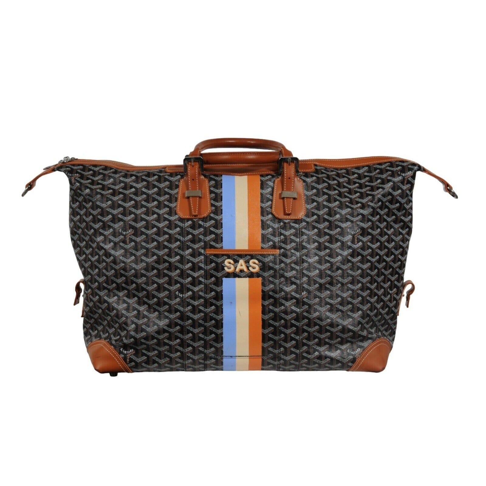 Goyard Boeing 45 Schwarz Braun Leder Duffle Travel Carry On Urlaub Wochenendtasche im Zustand „Gut“ im Angebot in North Miami, FL