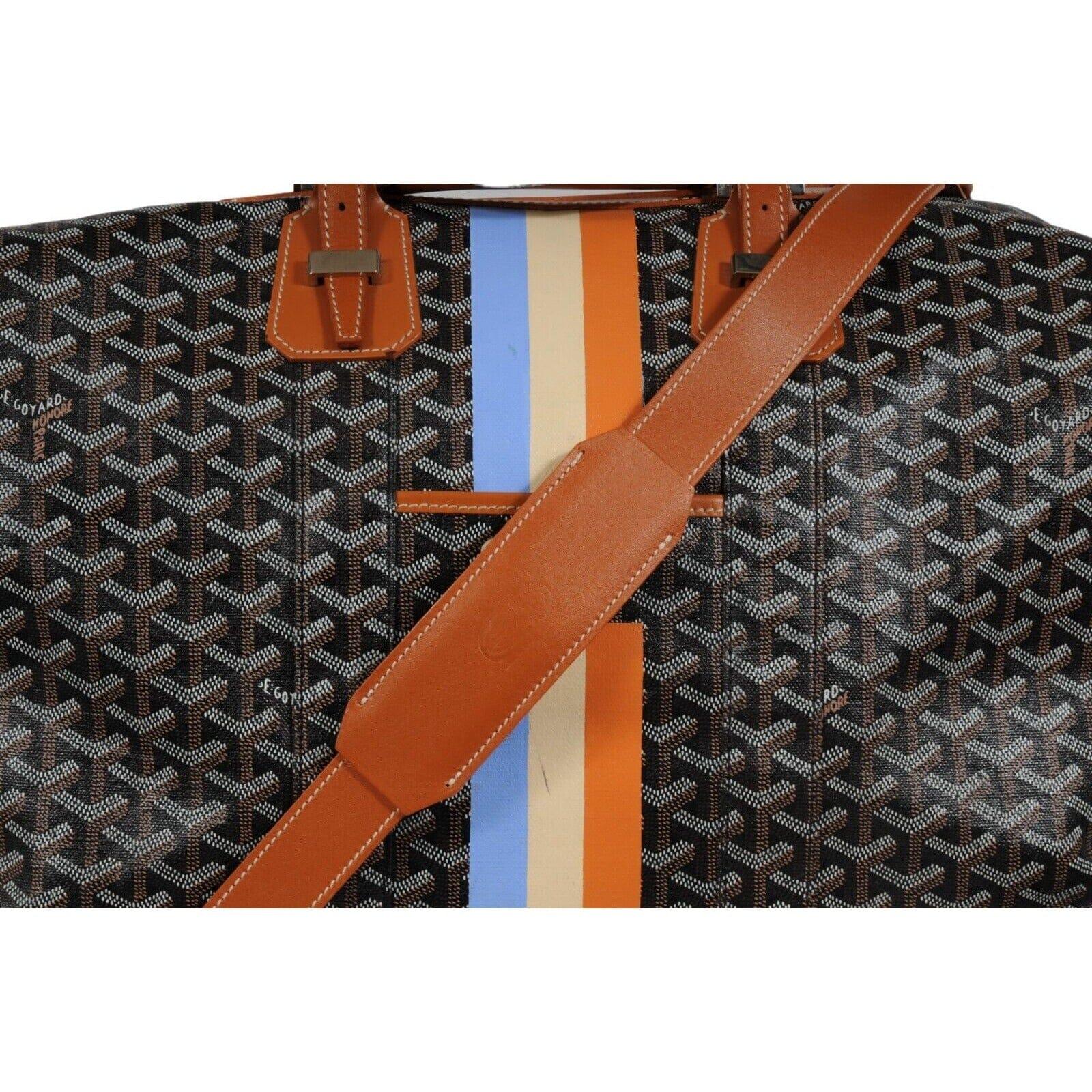 Goyard Boeing 45 Schwarz Braun Leder Duffle Travel Carry On Urlaub Wochenendtasche für Damen oder Herren im Angebot