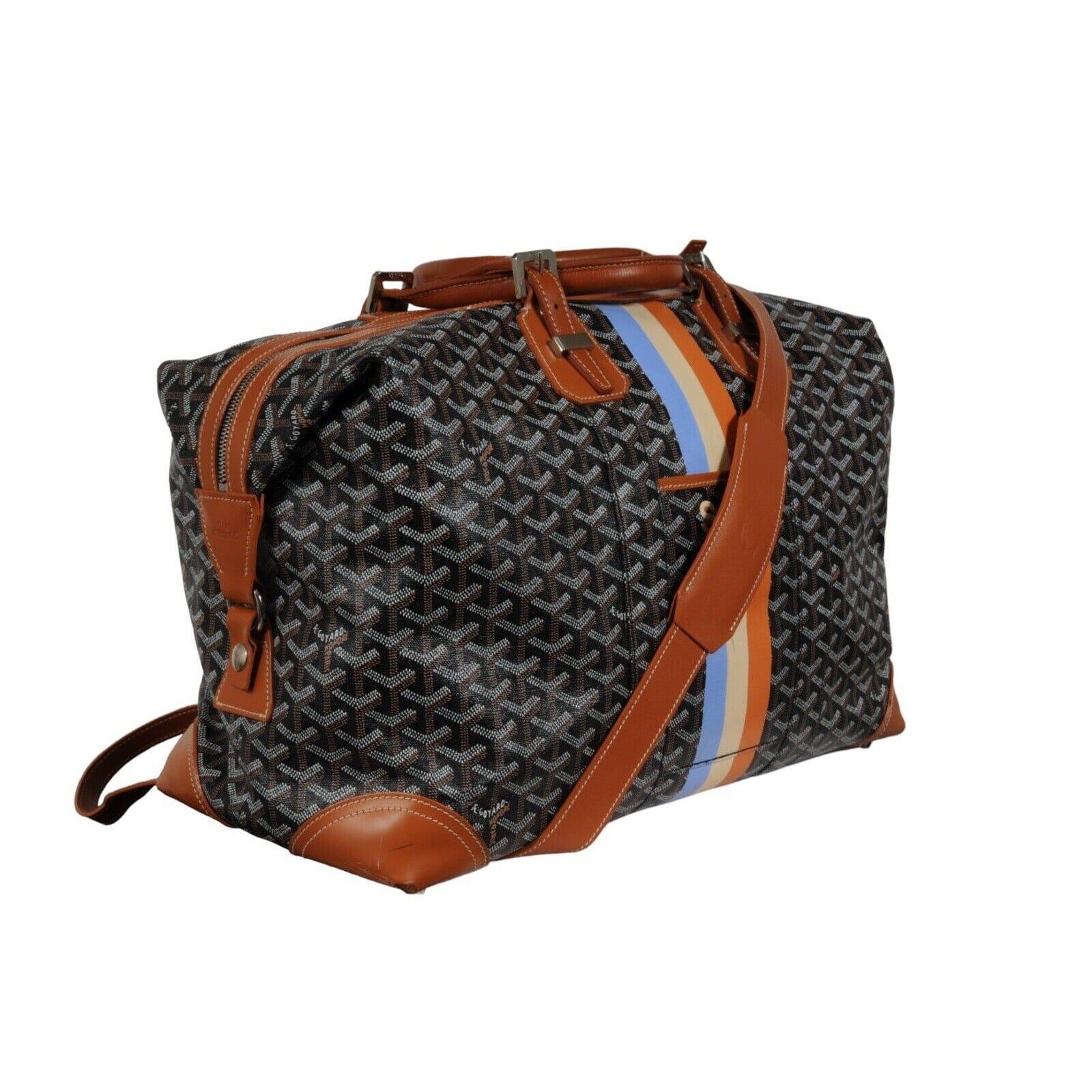 Goyard Boeing 45 Schwarz Braun Leder Duffle Travel Carry On Urlaub Wochenendtasche im Angebot 1