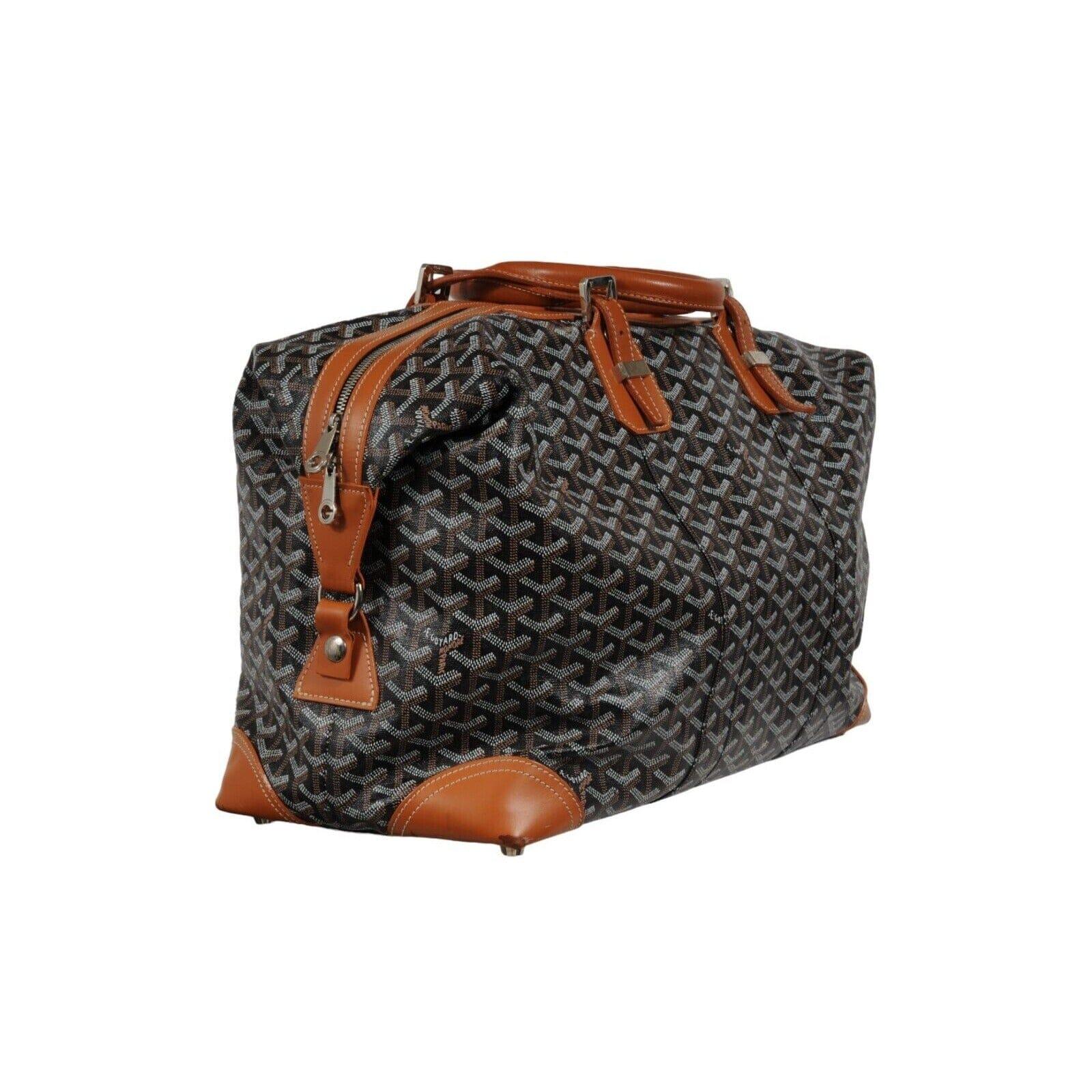 Goyard Boeing 45 Schwarz Braun Leder Duffle Travel Carry On Urlaub Wochenendtasche im Angebot 2