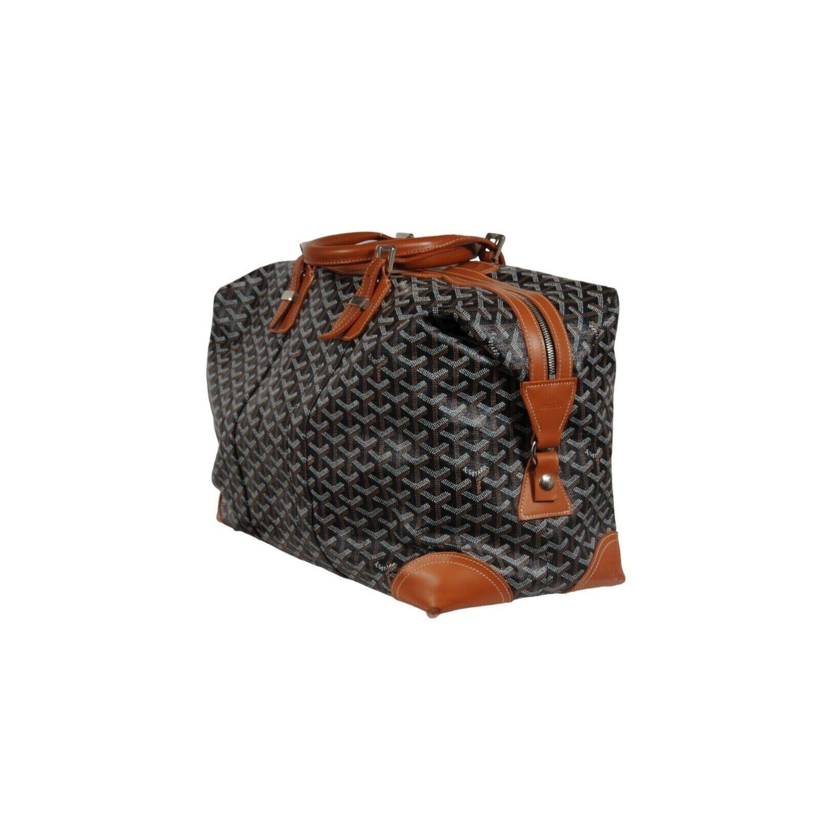 Goyard Boeing 45 Schwarz Braun Leder Duffle Travel Carry On Urlaub Wochenendtasche im Angebot 3
