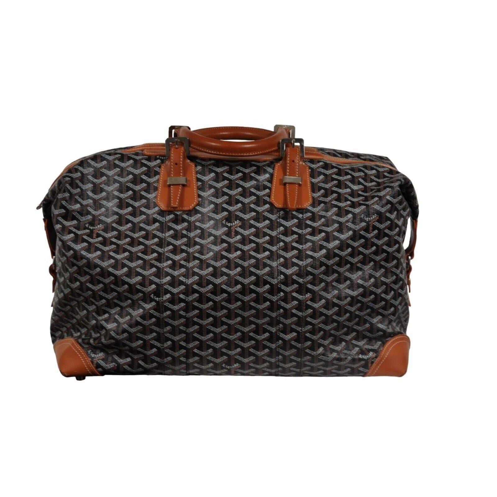 Goyard Boeing 45 Schwarz Braun Leder Duffle Travel Carry On Urlaub Wochenendtasche im Angebot 4