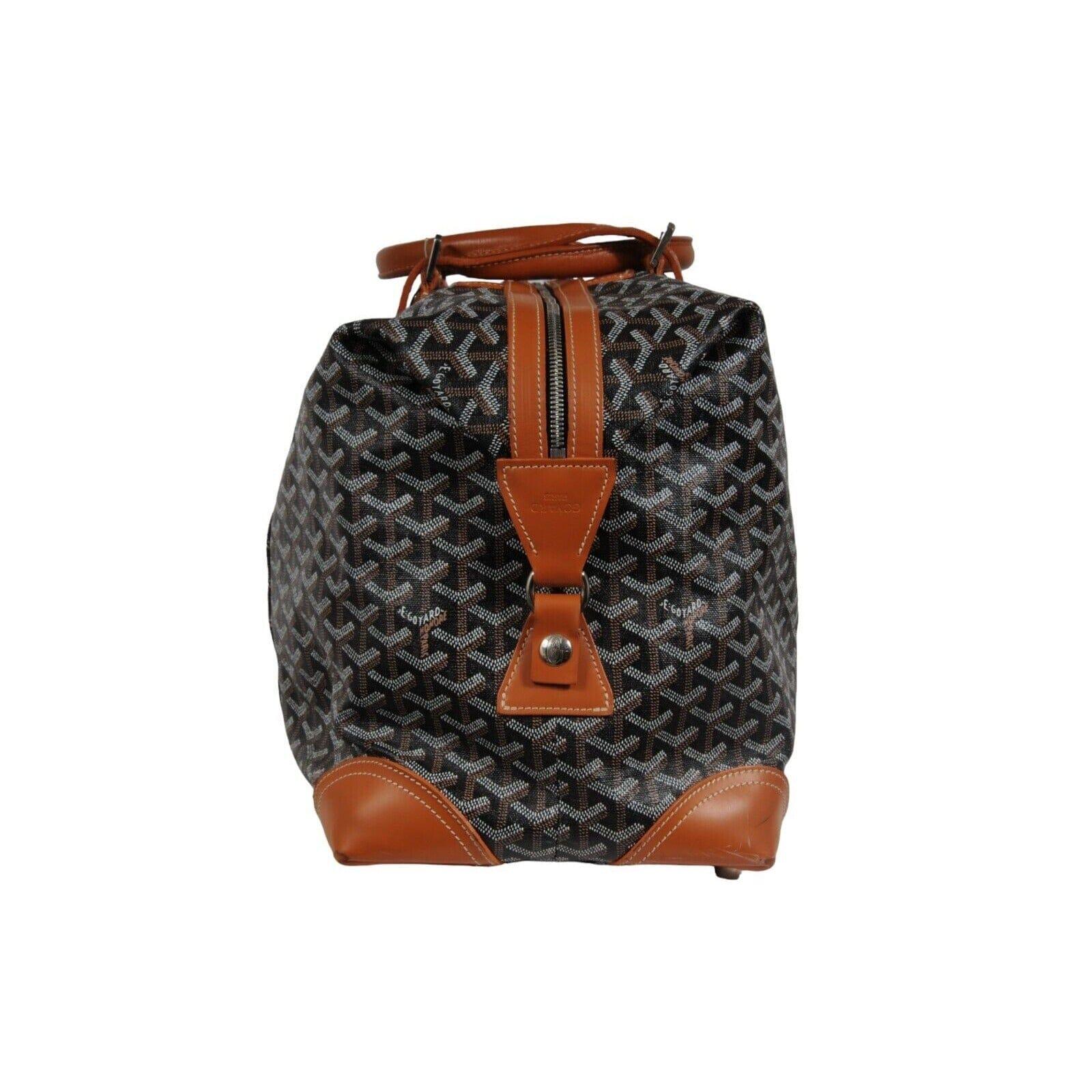Goyard Boeing 45 Schwarz Braun Leder Duffle Travel Carry On Urlaub Wochenendtasche im Angebot 5