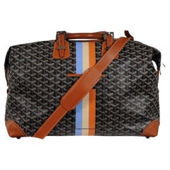 Goyard Boeing 45 Negro Marrón Cuero Duffle Travel Carry On Bolsa Vacaciones Fin de Semana