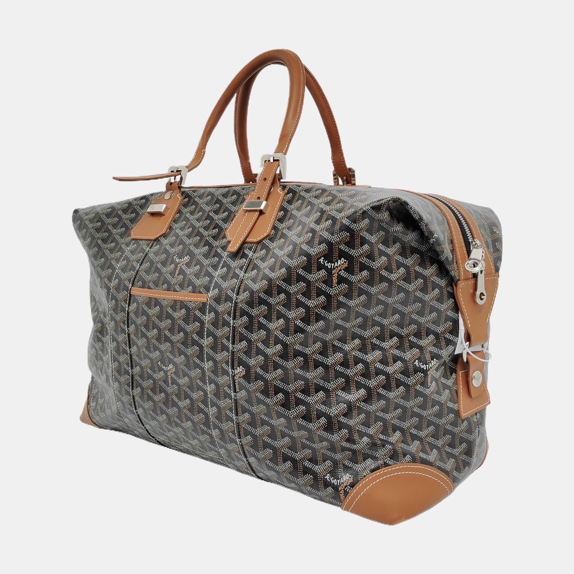 Black Goyard Boeing 45 Travel Bag Brown Canvas Goyardine For Sale