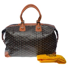 Sac de voyage Goyard Boeing 45 en toile Goyardine noire/marron et cuir, SHW