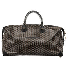 Goyard Boeing 55 Duffle Bag Black Brown Travel Carry On Weekend Luggage Silver