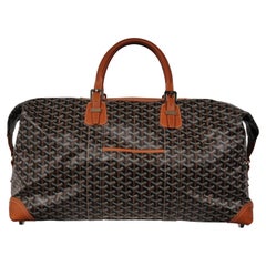Goyard Boeing 55 Duffle Bag Brown Black Travel Carry On Weekend Luggage Silver