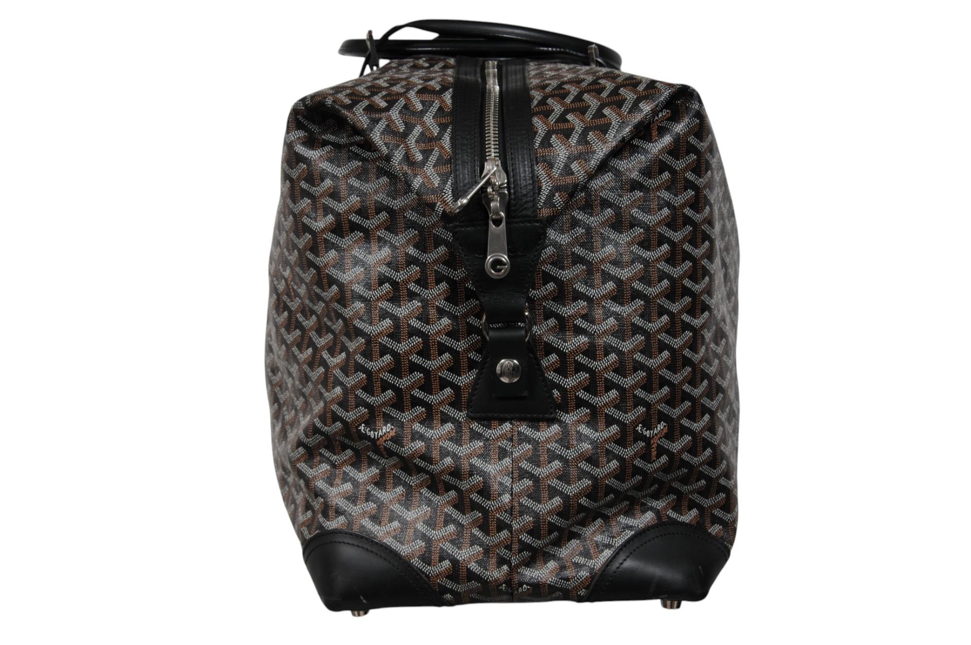Goyard Boeing 65 Schwarz Braun Leder Duffle Travel Carry On Urlaub Wochenendtasche im Angebot 6
