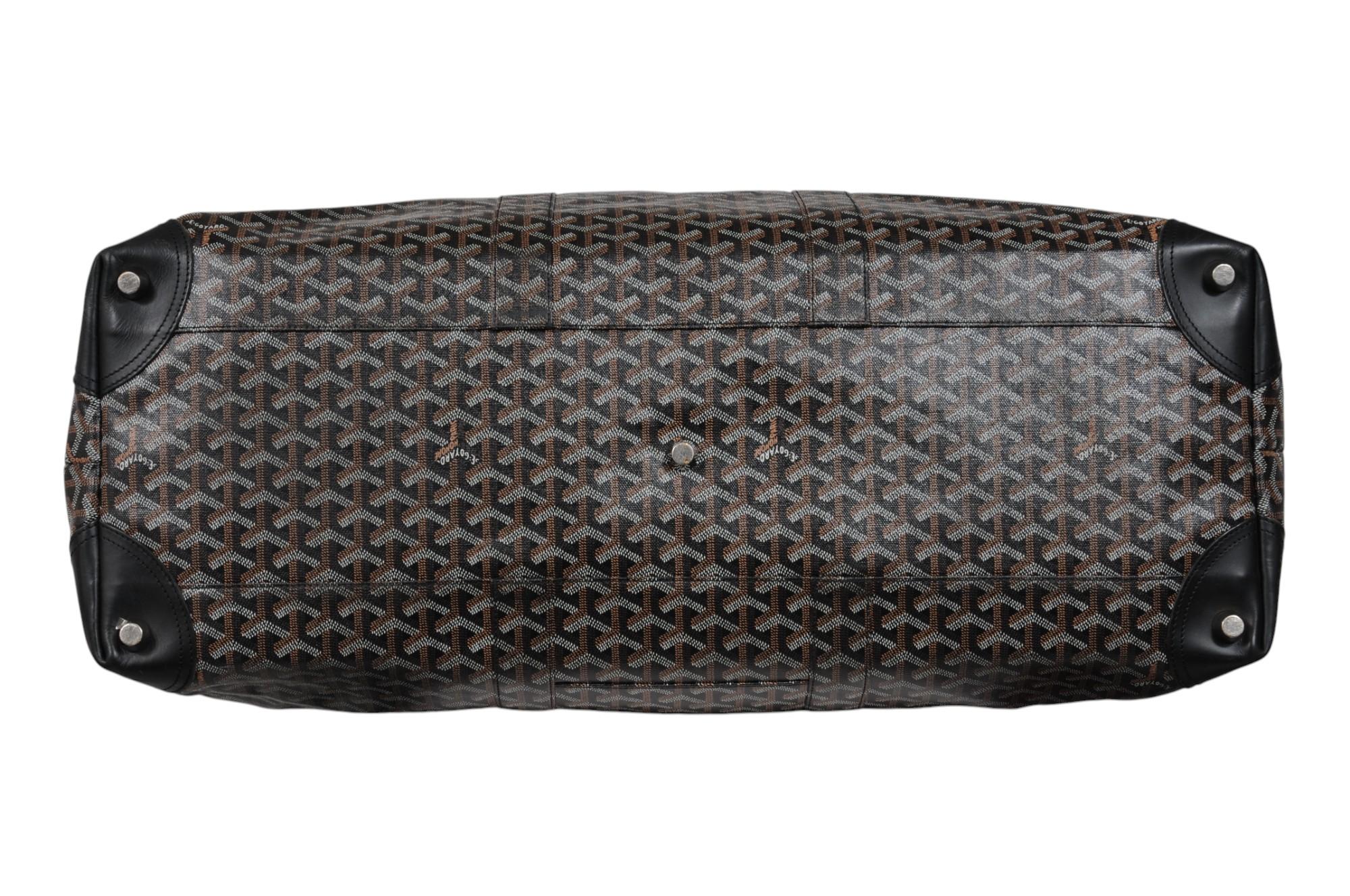 Goyard Boeing 65 Schwarz Braun Leder Duffle Travel Carry On Urlaub Wochenendtasche im Angebot 7