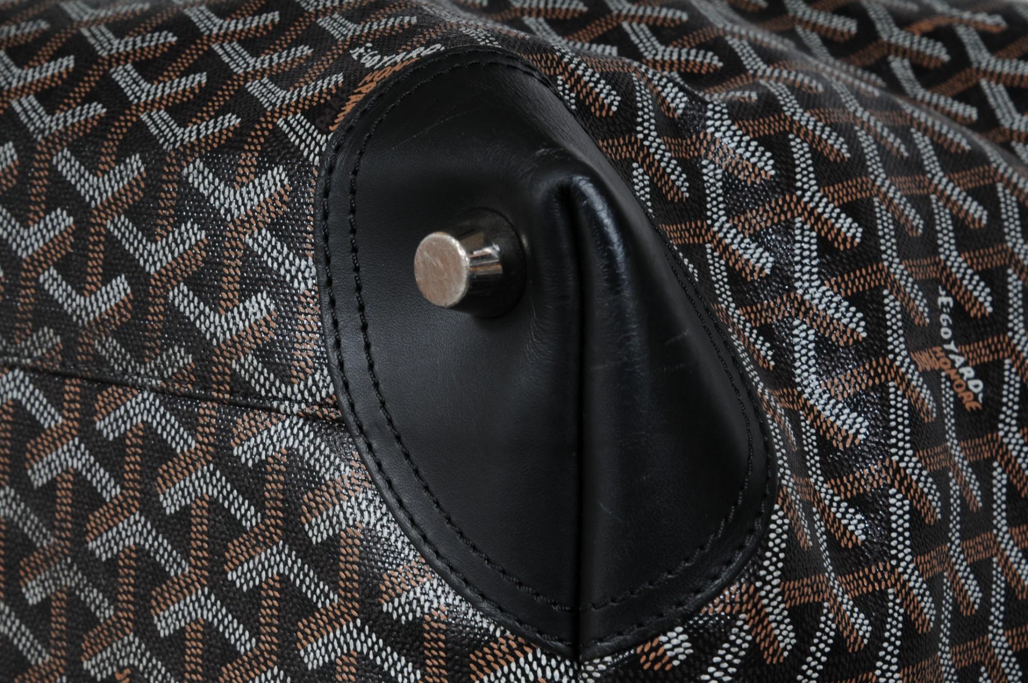 Goyard Boeing 65 Schwarz Braun Leder Duffle Travel Carry On Urlaub Wochenendtasche im Angebot 9