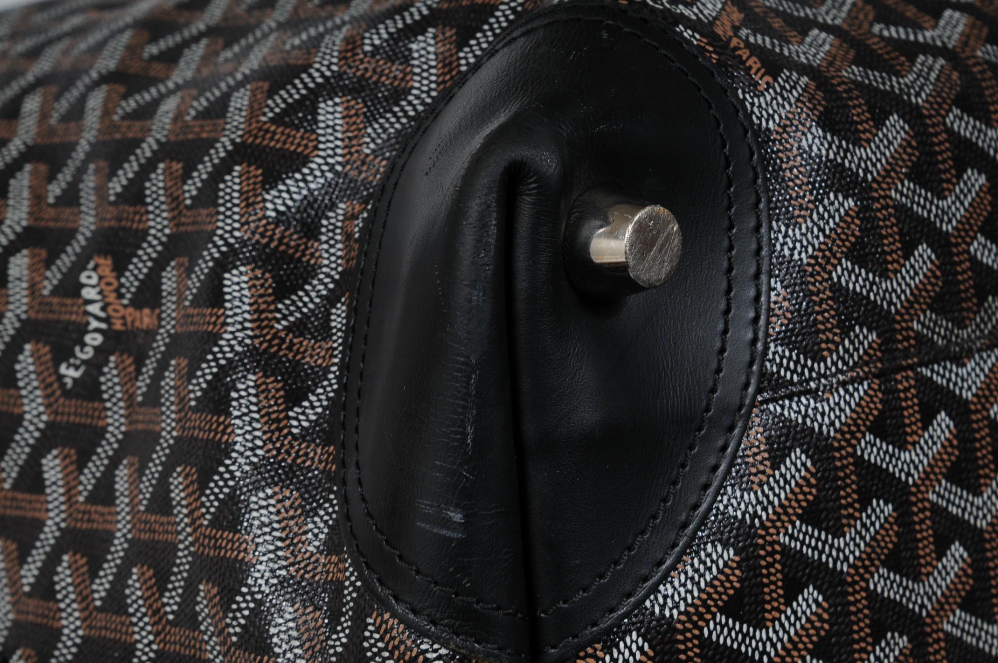 Goyard Boeing 65 Schwarz Braun Leder Duffle Travel Carry On Urlaub Wochenendtasche im Angebot 10