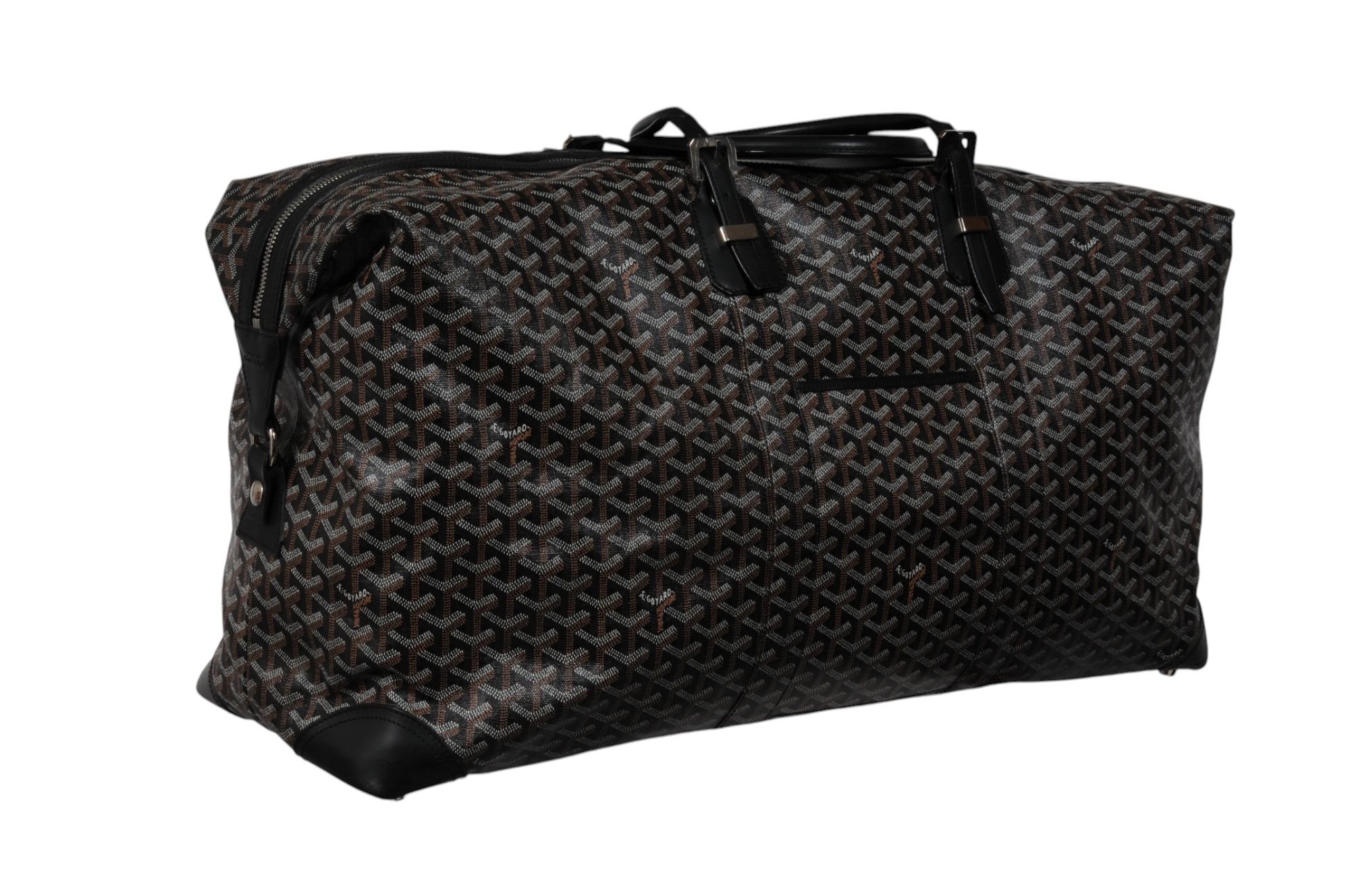 Goyard Boeing 65 Schwarz Braun Leder Duffle Travel Carry On Urlaub Wochenendtasche für Damen oder Herren im Angebot