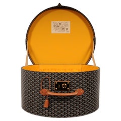Goyard Boite Chapeau Braun Schwarz Gold Hardware Hat Box Travel Trunk Hard Sided