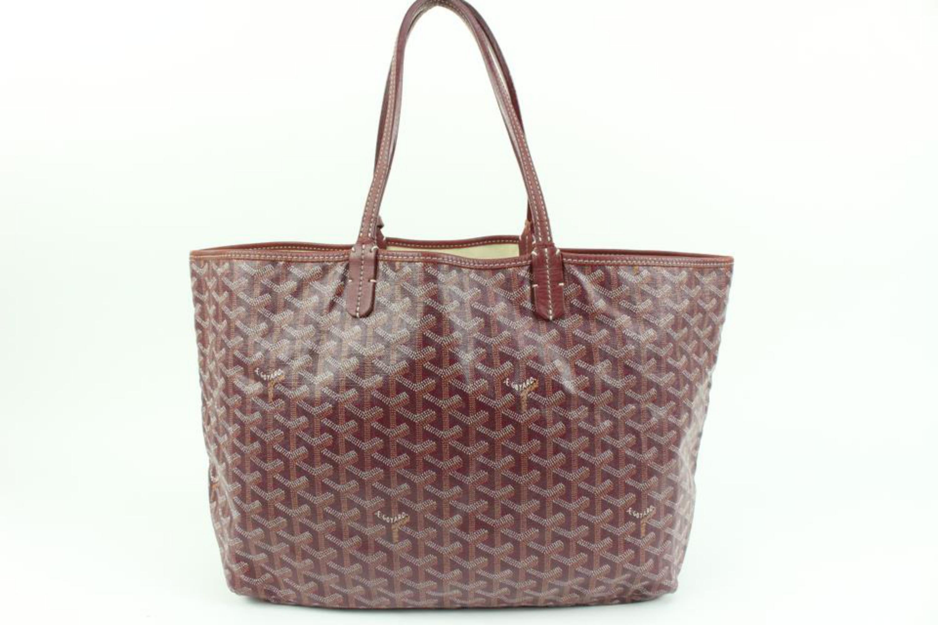 Goyard Bordeaux Chevron St Louis PM Tote with Pouch 82gy322s In Good Condition In Dix hills, NY