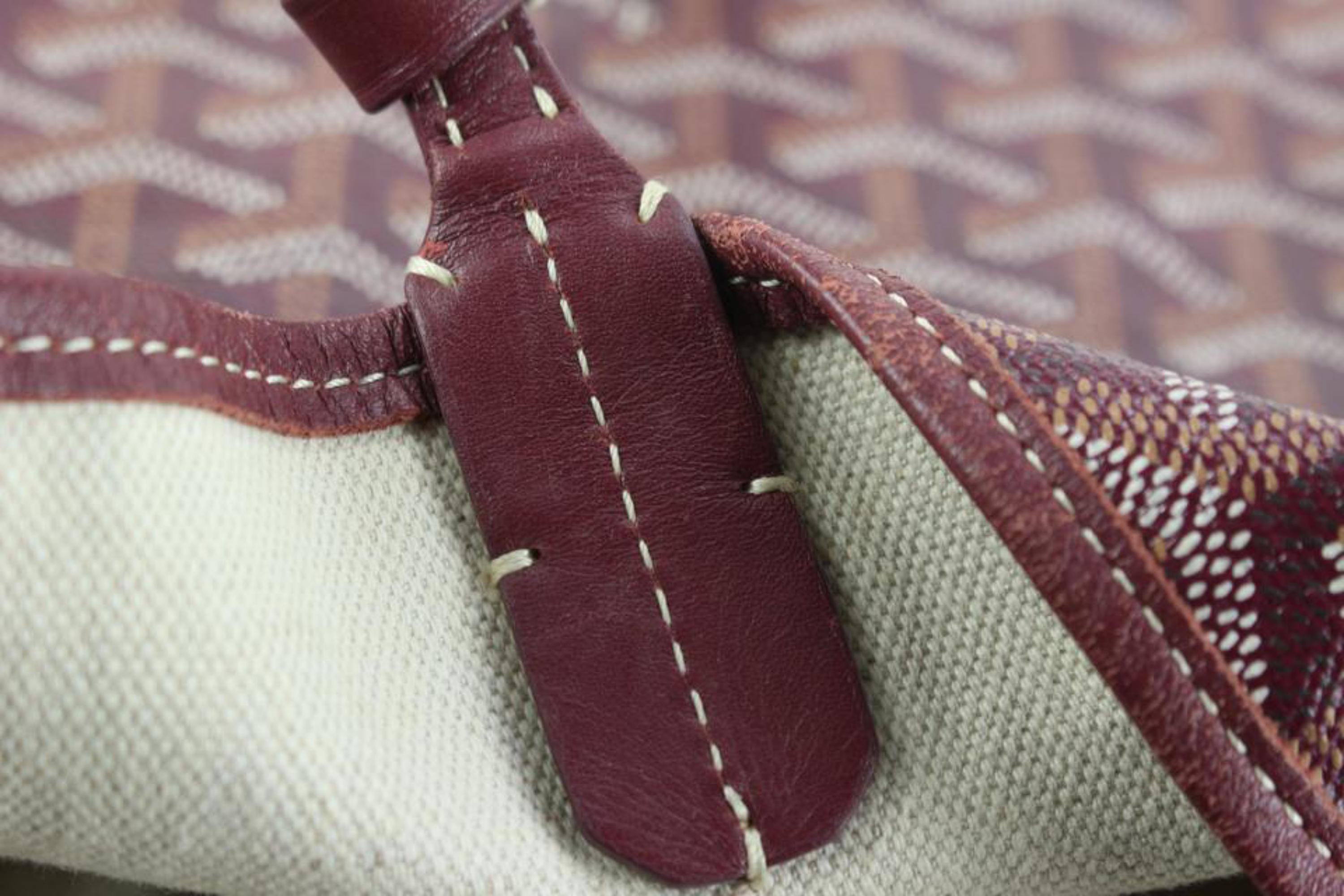 Goyard Bordeaux Chevron St Louis PM Tote with Pouch 89gy727s In Good Condition In Dix hills, NY