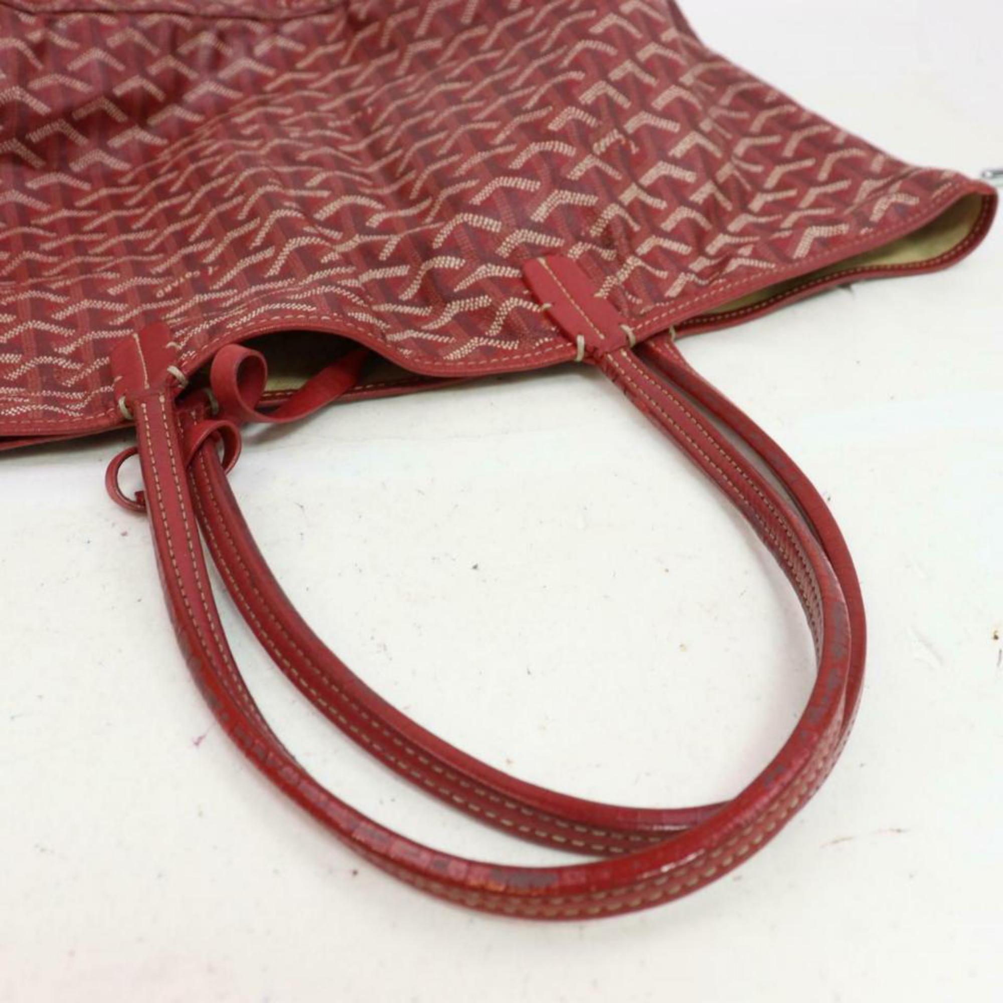 Goyard Bordeaux Chevron St Louis with Pouch 870626 Burgundy Coated Tote For Sale 5