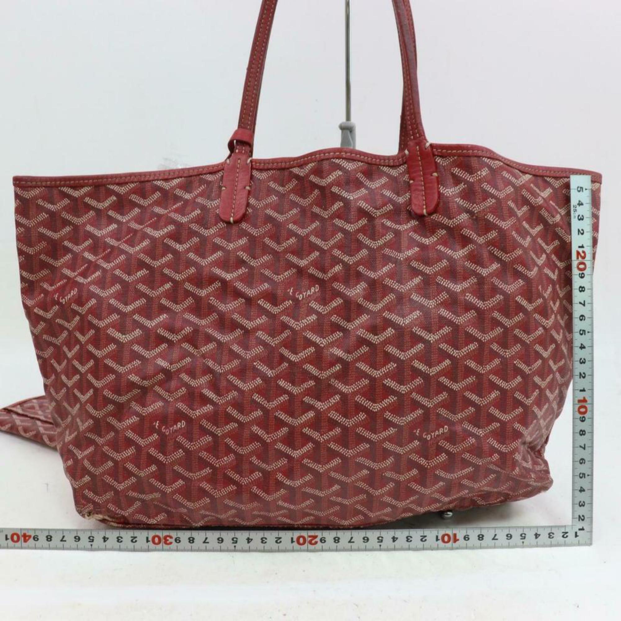 Goyard Bordeaux Chevron St Louis with Pouch 870626 Burgundy Coated Tote In Fair Condition For Sale In Forest Hills, NY