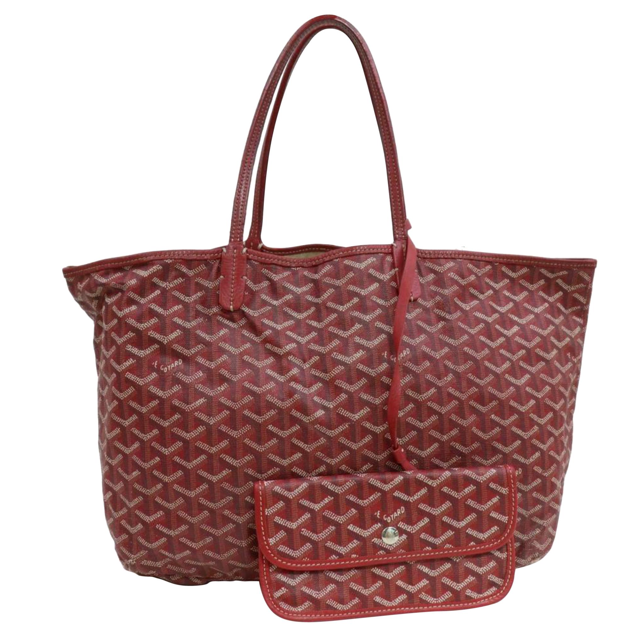 Goyard Bordeaux Chevron St Louis with Pouch 870626 Burgundy Coated Tote For Sale
