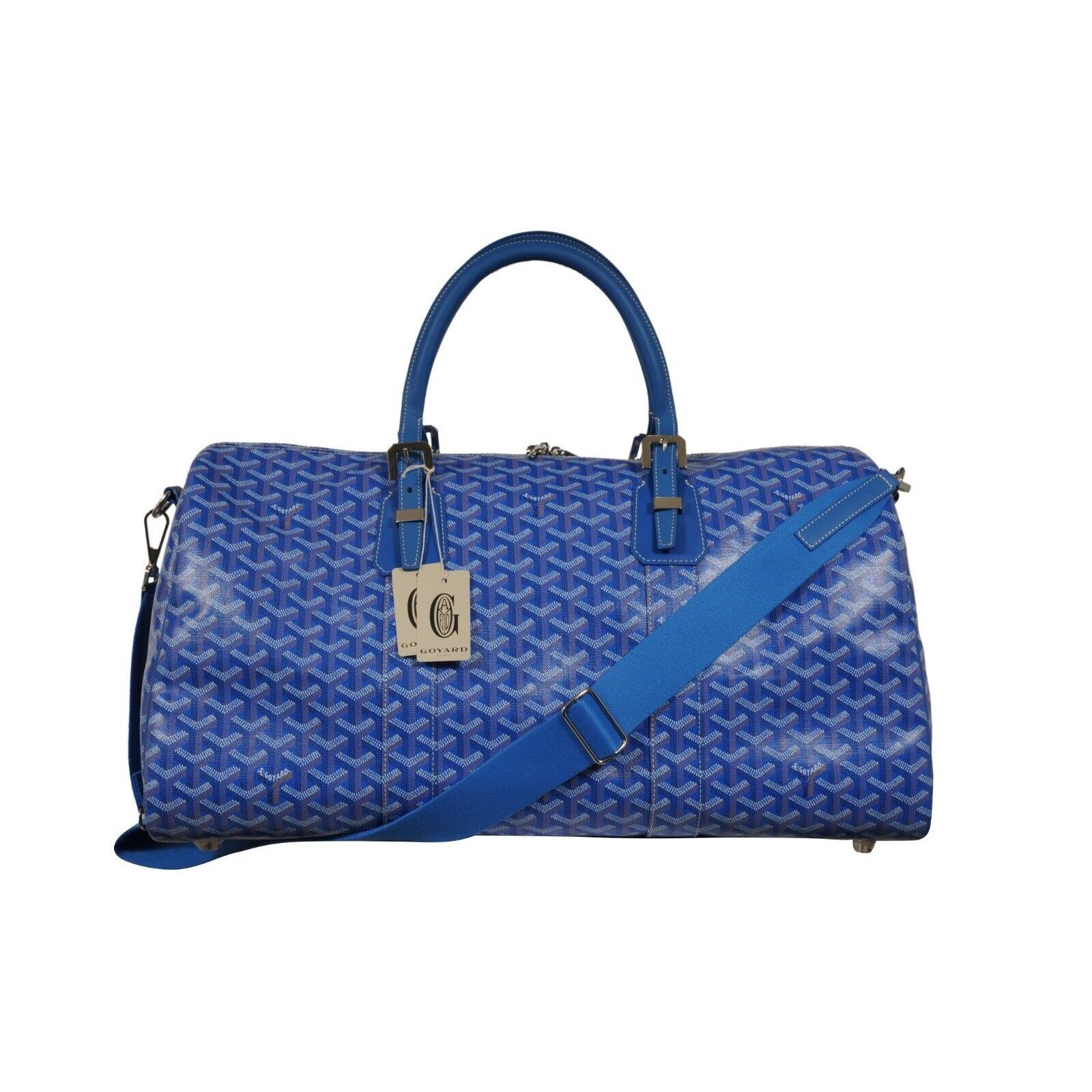 Goyard Boston 50 Duffle Bag Blu Cielo Viaggio Trasportare su Weekend Bagagli Spalla in vendita 9