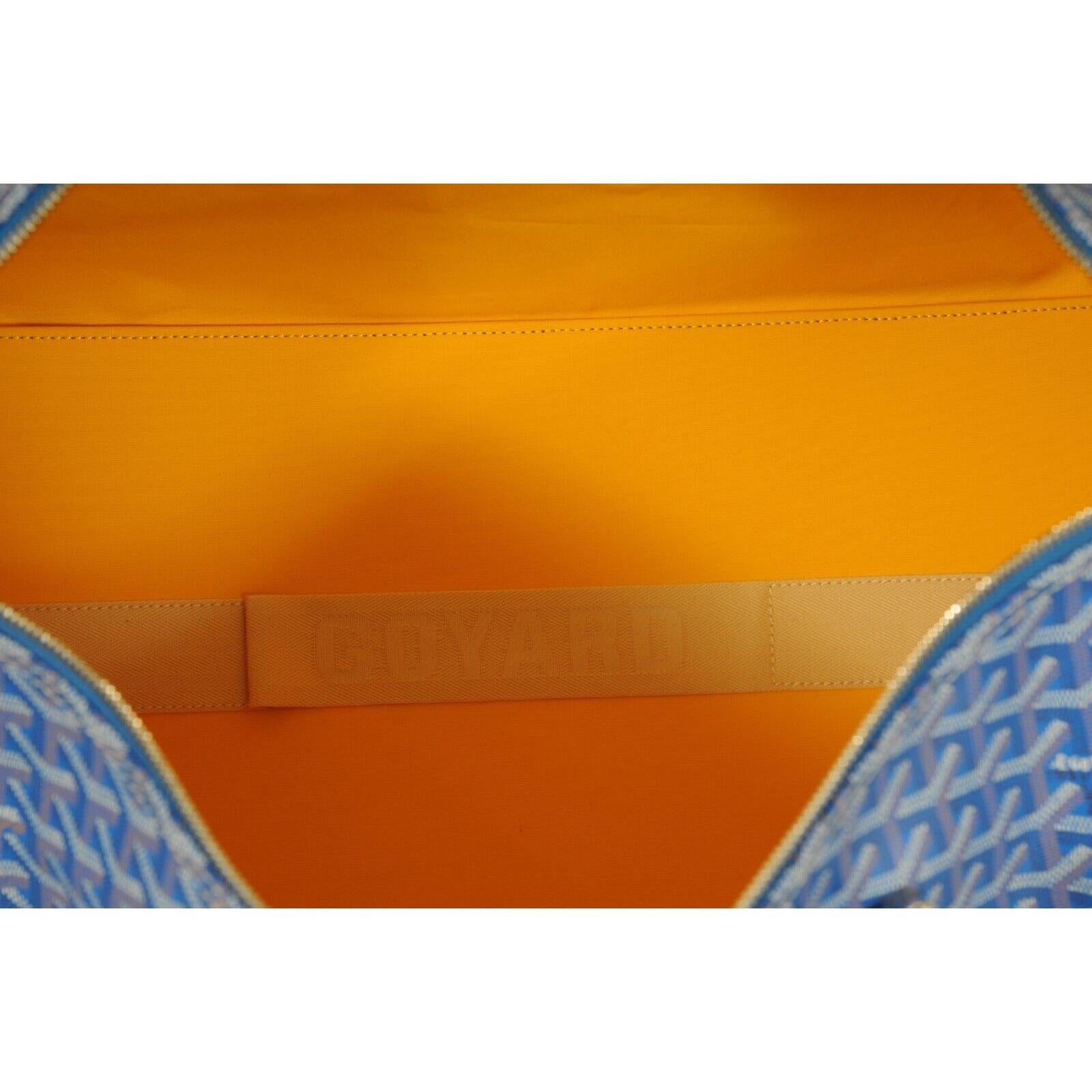 Goyard Boston 50 Duffle Bag Blu Cielo Viaggio Trasportare su Weekend Bagagli Spalla in vendita 15