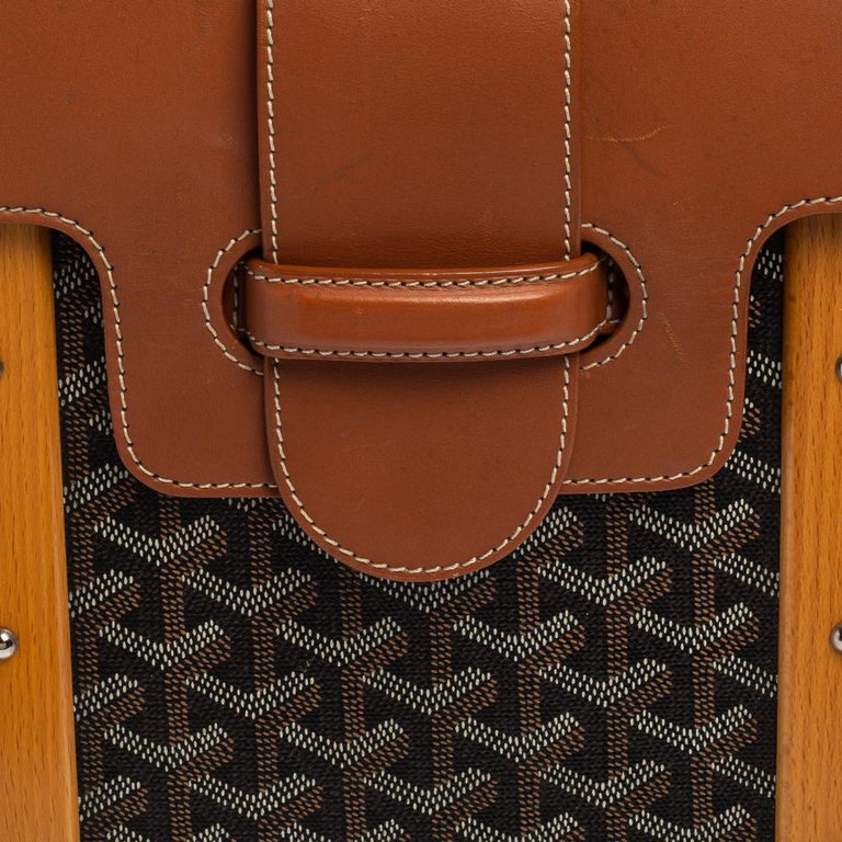 AUTHENTIC🤎 Goyard Saigon Wood Top Handle Mini Brown🤎 Leather