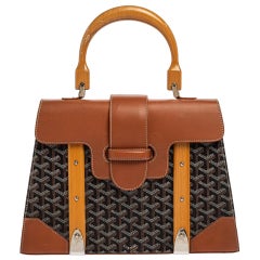 Goyard Brown/Cognac Coated Canvas and Leather Saigon Top Handle