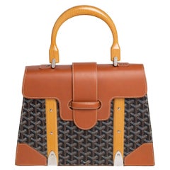 Goyard Brown/Cognac Coated Canvas and Leather Saigon Top Handle Bag