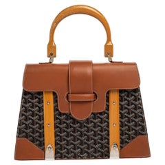 Goyard Brown/Cognac Coated Canvas and Leather Saigon Top Handle Bag