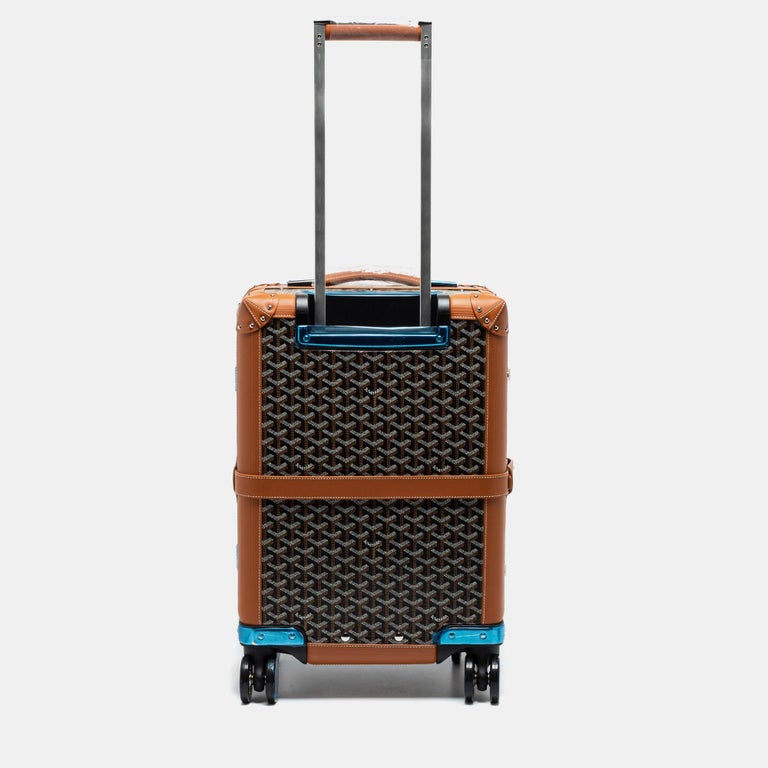 Goyard Ine Canvas & Clamecy Cowhide Bourget PM Trolley Case Brown