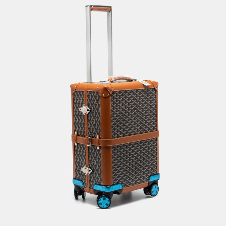Goyard Brown Goyardine Canvas and Leather Bourget PM Trolley at 1stDibs   goyard suitcase, bourget pm trolley case price, goyard travel bag price