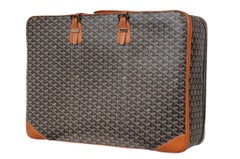 Goyard Brown Goyardine Canvas Leather Majordome 60 Travel Luggage Trunk Bag