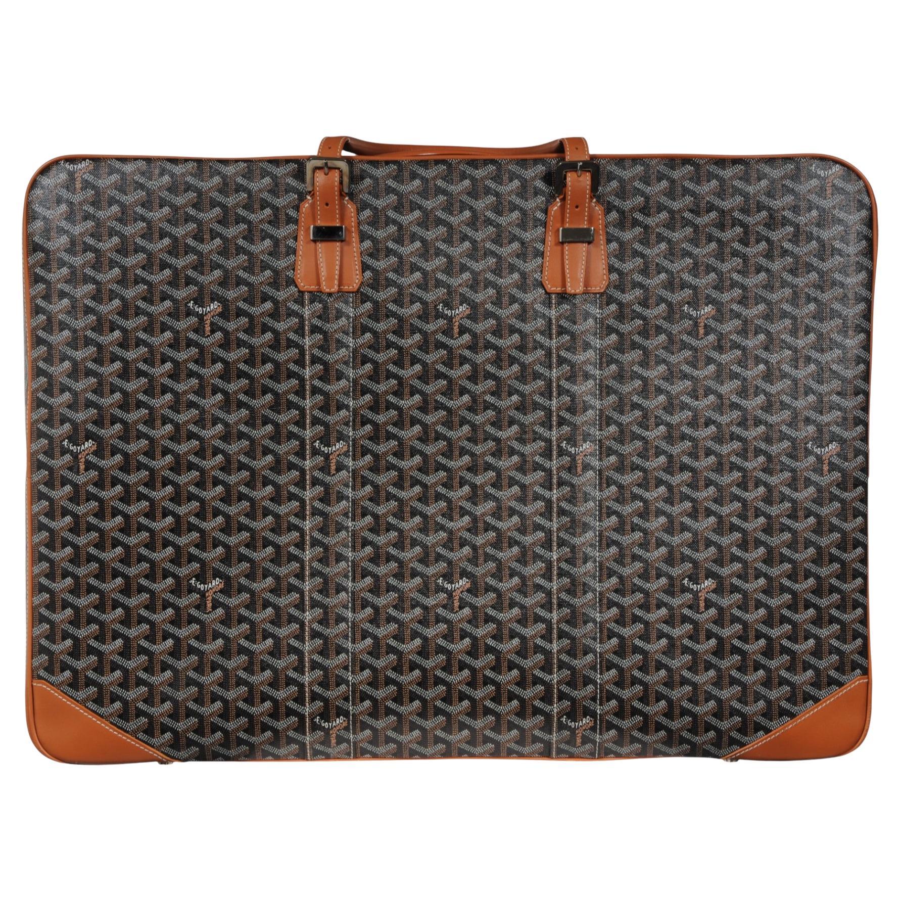 Goyard Brown Goyardine Canvas Leather Majordome 60 Travel Luggage Trunk Bag
