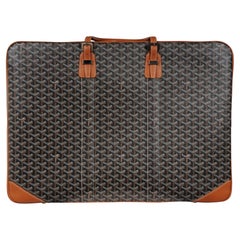 Goyard Brown Goyardine Canvas Leather Majordome 60 Travel Luggage Trunk Bag