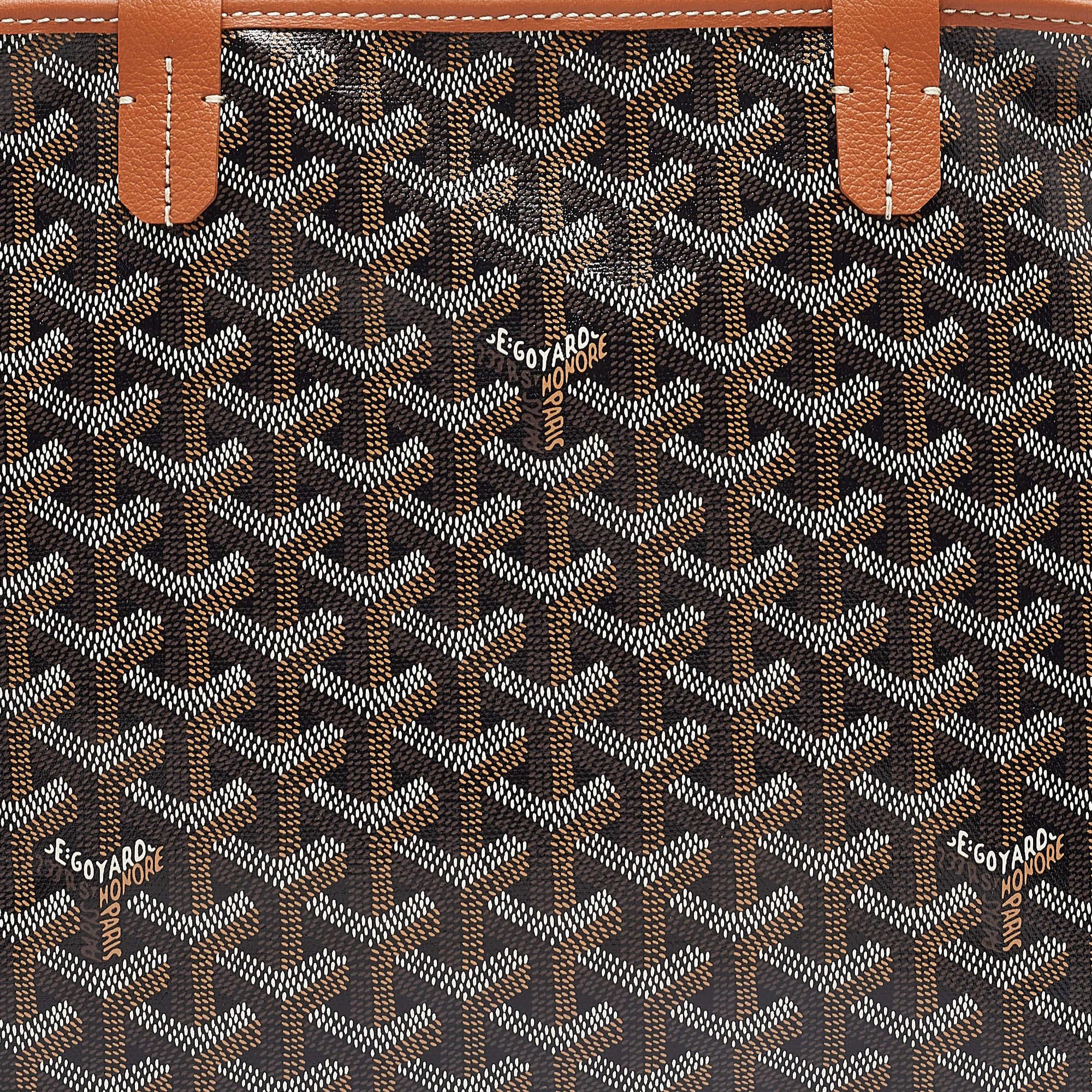 Women's Goyard Brown Goyardine Coated Canvas and Leather Artois PM Tote