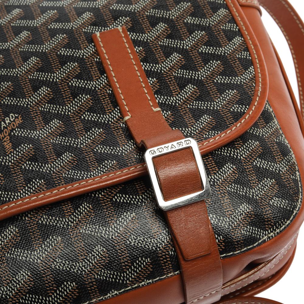 Goyard Braun Goyardine beschichtetem Segeltuch und Leder Belvedere MM Satteltasche 5