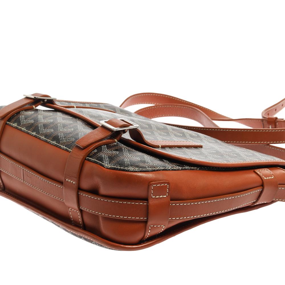 Goyard Braun Goyardine beschichtetem Segeltuch und Leder Belvedere MM Satteltasche 6