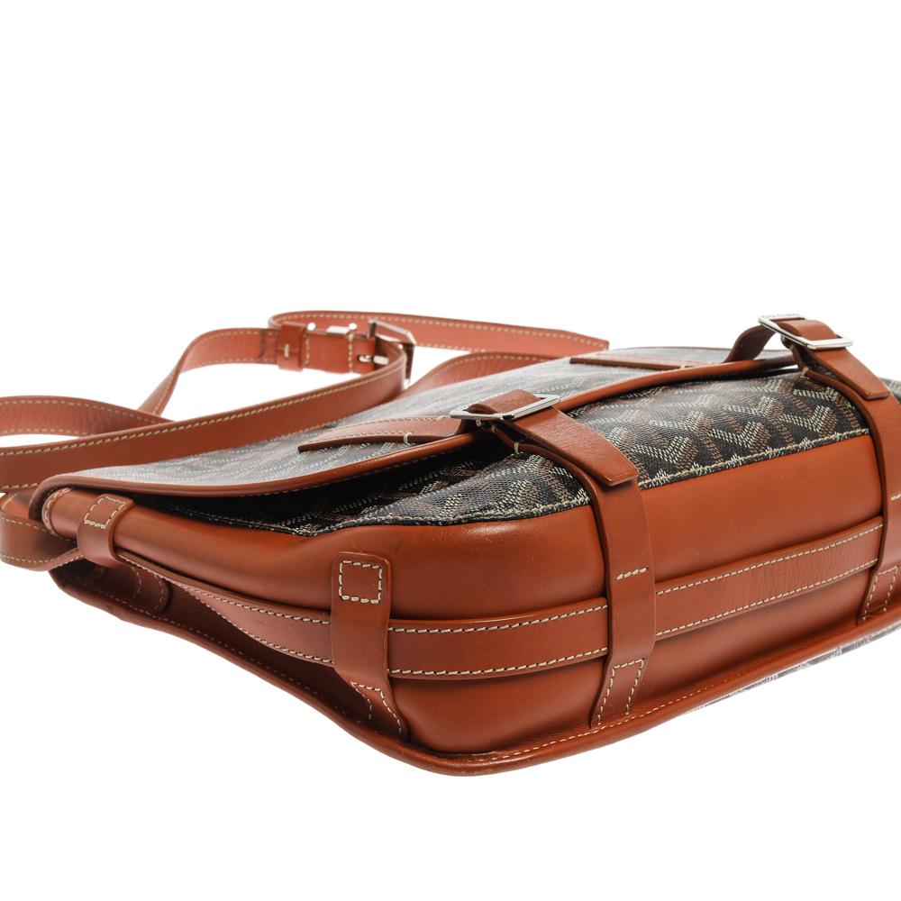Goyard Braun Goyardine beschichtetem Segeltuch und Leder Belvedere MM Satteltasche 9