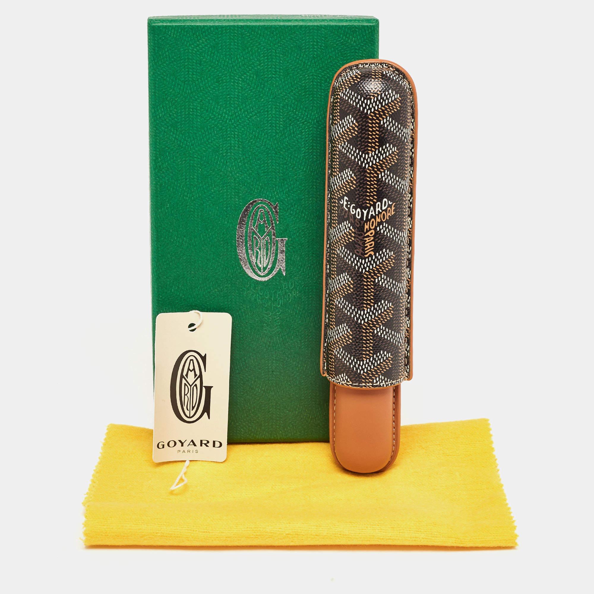 Goyard Brown Goyardine Coated Canvas and Leather Churchill Cigar Case For Sale 1