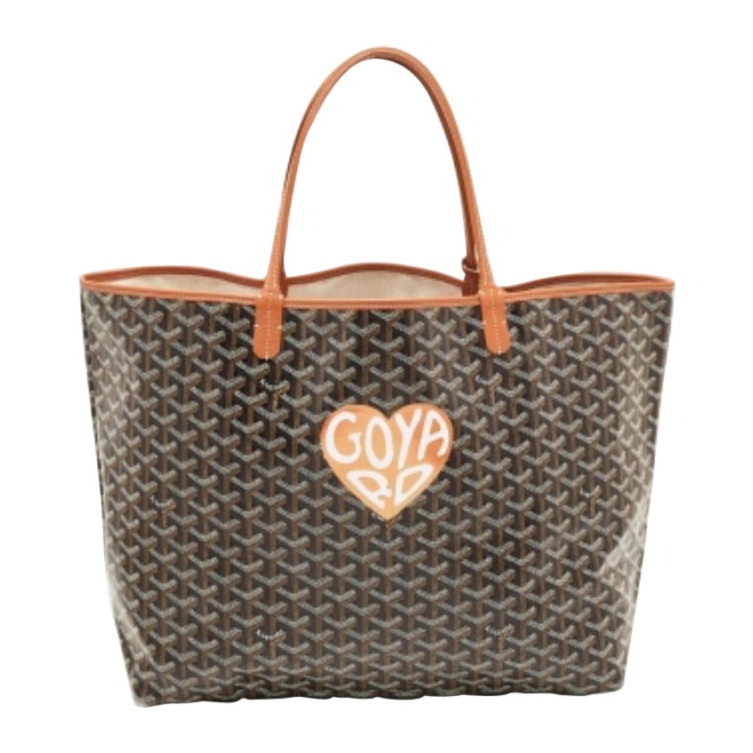 Goyard Brown Goyardine Beschichtetes Segeltuch und Leder Coeur Saint Louis GM Tote