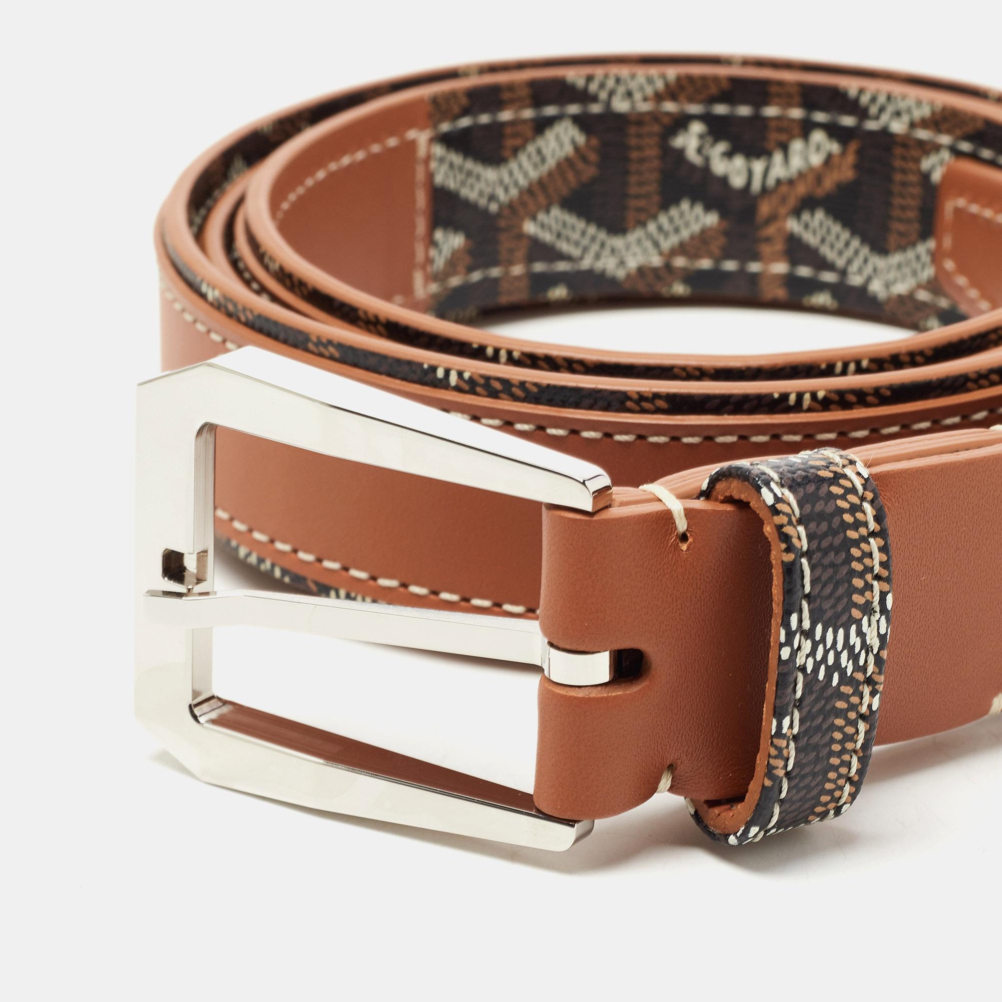 A classic add-on to your collection of belts is this Goyard piece. Cut to a convenient length, the belt has a smooth finish and a sturdy built. This wardrobe essential piece will continually complement your style.

Includes: Original Dustbag,