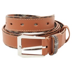 Goyard Brauner Goyardine Gürtel aus beschichtetem Segeltuch und Leder mit Florida-Schnalle 105CM