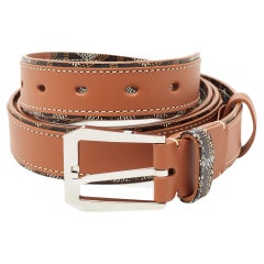 Used Goyard Brown Goyardine Coated Canvas and Leather Florida Buckle Belt 105CM