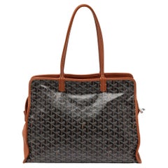 Goyard Brown Goyardine beschichtetes Segeltuch und Leder Hardy PM Tote