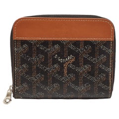 Used Goyard Brown Goyardine Coated Canvas and Leather Matignon Zip Around PM Wallet