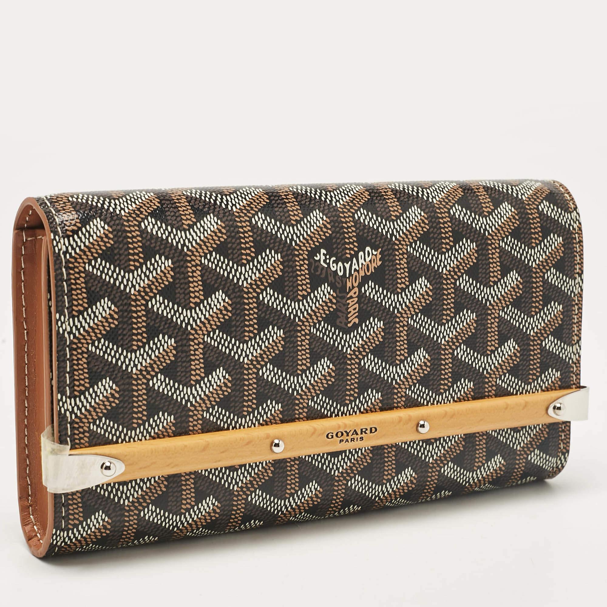 Black Goyard Brown Goyardine Coated Canvas and Leather Mini Monte Carlo Case For Sale