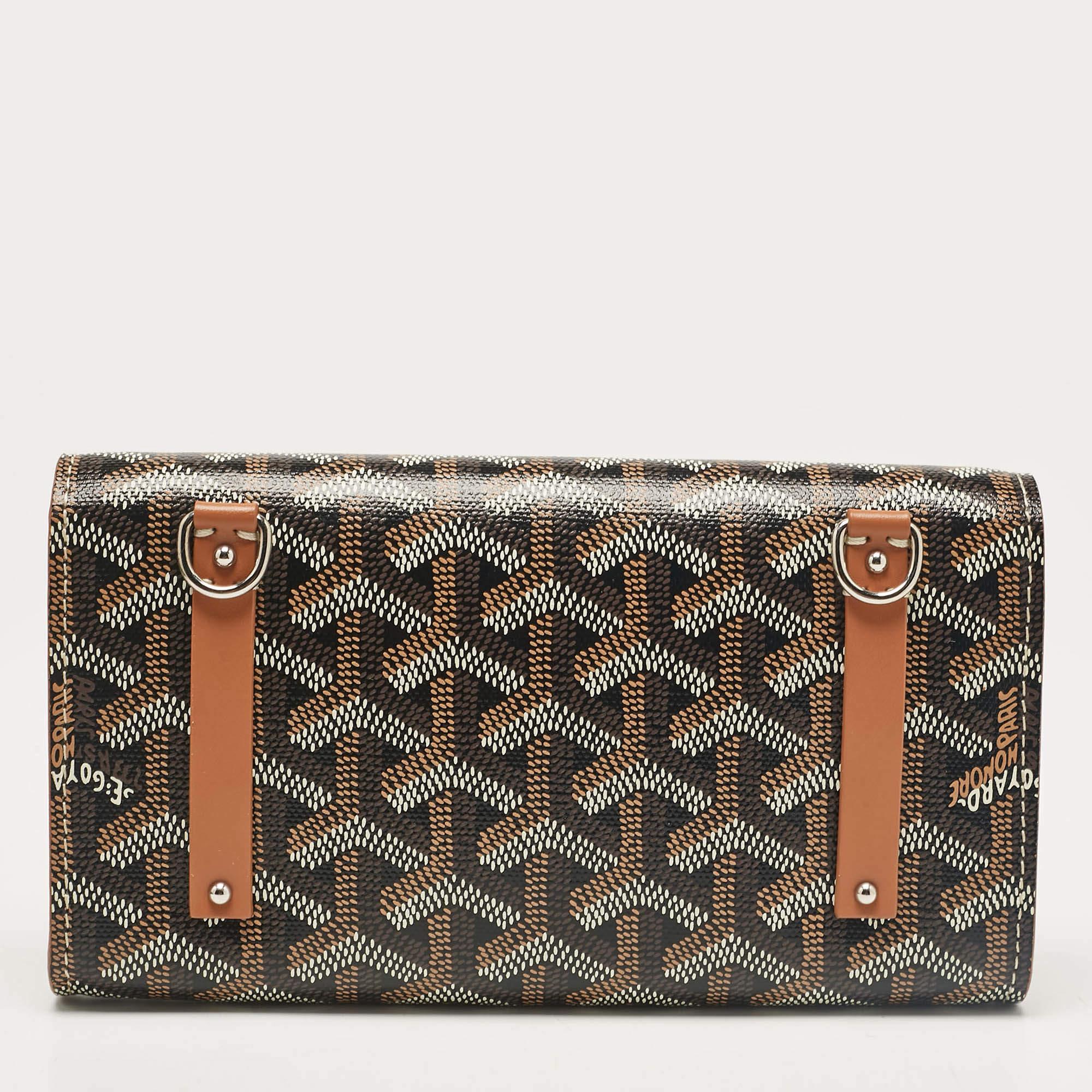 Goyard Brown Goyardine Coated Canvas and Leather Mini Monte Carlo Case In Excellent Condition For Sale In Dubai, Al Qouz 2