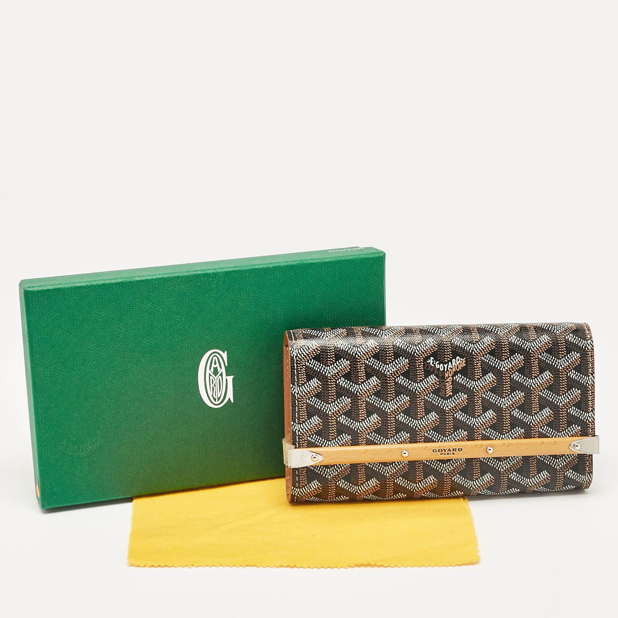 Goyard Brown Goyardine Coated Canvas and Leather Mini Monte Carlo Case For Sale 2
