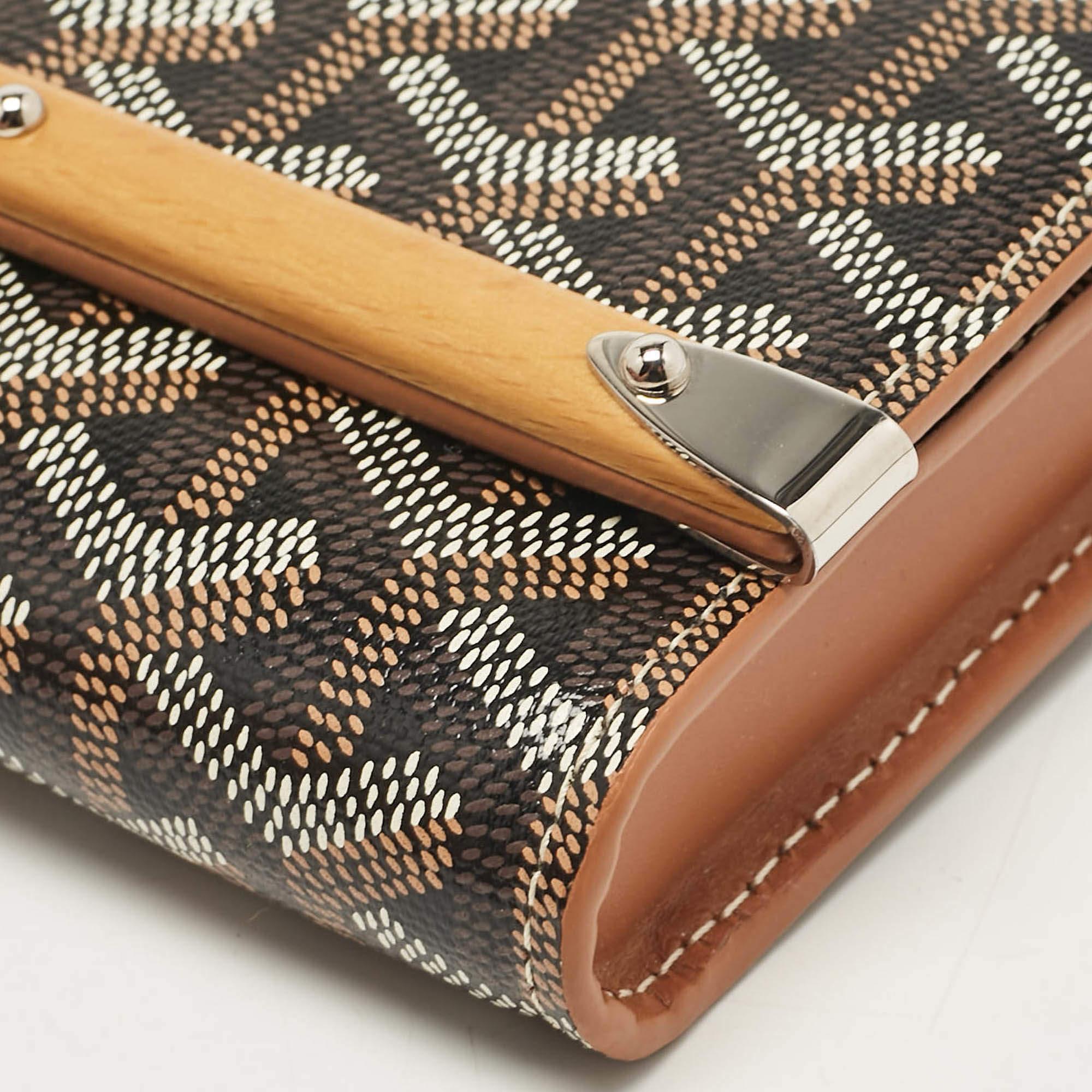 Goyard Brown Goyardine Coated Canvas and Leather Mini Monte Carlo Case For Sale 4